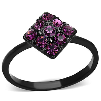 Womens Black Purple Ring Anillo Para Mujer y Ninos Kids Stainless Steel Ring with Top Grade Crystal in Amethyst Bolsena - Jewelry Store by Erik Rayo