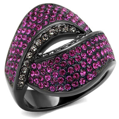 Womens Black Purple Ring Anillo Para Mujer y Ninos Kids Stainless Steel Ring with Top Grade Crystal in Light Peach Civita - Jewelry Store by Erik Rayo