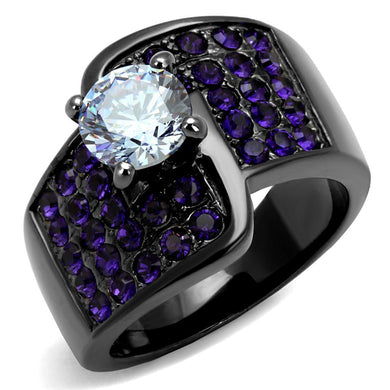 Womens Black Ring Anillo Para Mujer y Ninos Kids 316L Stainless Steel Ring with AAA Grade CZ in Light Amethyst Giuliana - Jewelry Store by Erik Rayo