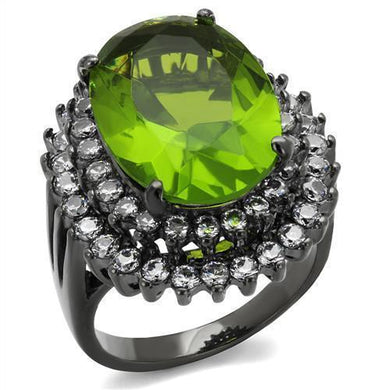 Womens Black Ring Anillo Para Mujer y Ninos Kids 316L Stainless Steel Ring with Glass in Peridot Scicli - Jewelry Store by Erik Rayo