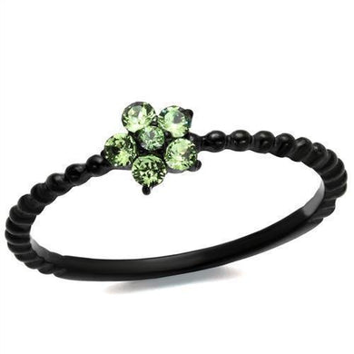 Womens Black Ring Anillo Para Mujer y Ninos Kids 316L Stainless Steel Ring with Top Grade Crystal in Peridot Umbria - Jewelry Store by Erik Rayo