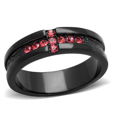 Womens Black Ring Anillo Para Mujer y Ninos Kids 316L Stainless Steel Ring with Top Grade Crystal in Rose Elizabeth - Jewelry Store by Erik Rayo