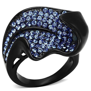 Womens Black Ring Anillo Para Mujer y Ninos Kids 316L Stainless Steel Ring with Top Grade Crystal in Sapphire Rieti - Jewelry Store by Erik Rayo