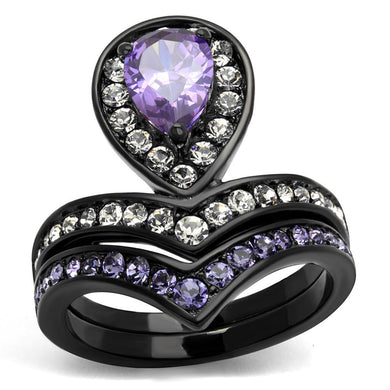Womens Black Ring Anillo Para Mujer y Ninos Kids Stainless Steel Ring with AAA Grade CZ in Amethyst Anah - Jewelry Store by Erik Rayo