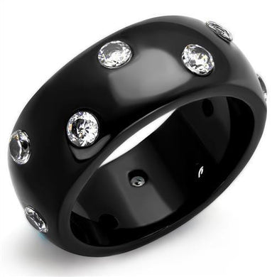 Womens Black Ring Anillo Para Mujer y Ninos Kids Stainless Steel Ring with AAA Grade CZ in Clear Areli - Jewelry Store by Erik Rayo