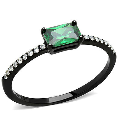 Womens Black Ring Anillo Para Mujer y Ninos Kids Stainless Steel Ring with AAA Grade CZ in Emerald Lanciano - Jewelry Store by Erik Rayo
