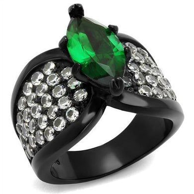 Womens Black Ring Anillo Para Mujer y Ninos Kids Stainless Steel Ring with Glass in Emerald Treviso - Jewelry Store by Erik Rayo
