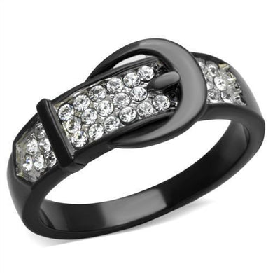Womens Black Ring Anillo Para Mujer y Ninos Kids Stainless Steel Ring with Top Grade Crystal in Clear Merano - Jewelry Store by Erik Rayo