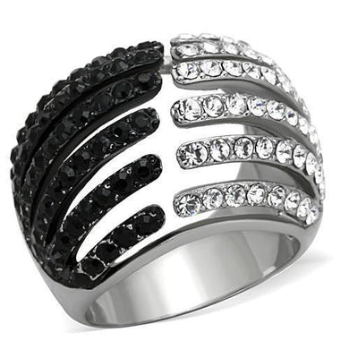 Womens Black Ring Anillo Para Mujer y Ninos Kids Stainless Steel Ring with Top Grade Crystal in Jet Veneto - Jewelry Store by Erik Rayo