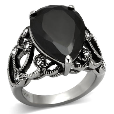Womens Black Ring Anillo Para Mujer y Ninos Unisex Kids 316L Stainless Steel Ring with AAA Grade CZ in Jet Ferrara - Jewelry Store by Erik Rayo