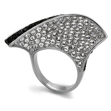 Womens Black Ring Anillo Para Mujer y Ninos Unisex Kids 316L Stainless Steel Ring with Top Grade Crystal in Jet Dorothy - Jewelry Store by Erik Rayo