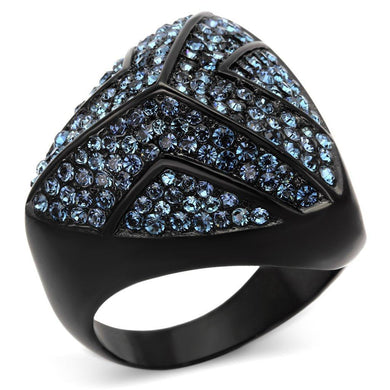 Womens Black Ring Anillo Para Mujer y Ninos Unisex Kids 316L Stainless Steel Ring with Top Grade Crystal in Montana Cento - Jewelry Store by Erik Rayo