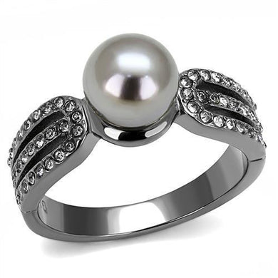 Womens Black Ring Pearl Anillo Para Mujer y Ninos Girls Stainless Steel Ring with Synthetic Pearl in Gray Yanet - Jewelry Store by Erik Rayo