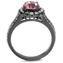 Load image into Gallery viewer, Womens Black Ring Rose Pink Anillo Para Mujer y Ninos Kids 316L Stainless Steel Ring with Top Grade Crystal in Light Rose Edith - Jewelry Store by Erik Rayo
