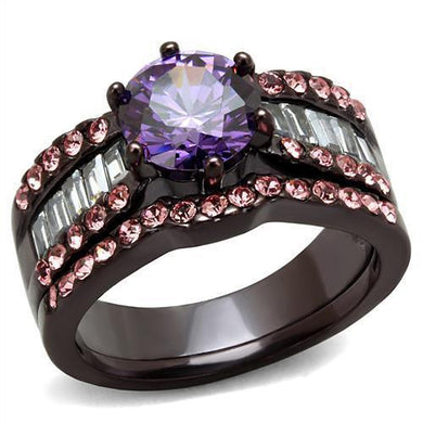 Womens Coffee Brown Ring Anillo Cafe Para Mujer 316L Stainless Steel with AAA Grade CZ in Amethyst Capua Greco - Jewelry Store by Erik Rayo