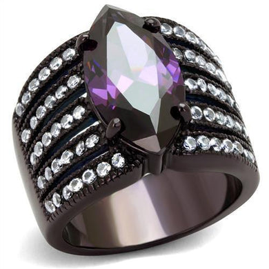 Womens Coffee Brown Ring Anillo Cafe Para Mujer 316L Stainless Steel with AAA Grade CZ in Amethyst Vasto - Jewelry Store by Erik Rayo