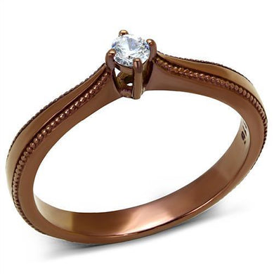 Womens Coffee Brown Ring Anillo Cafe Para Mujer Stainless Steel with AAA Grade CZ in Clear Campania - Jewelry Store by Erik Rayo