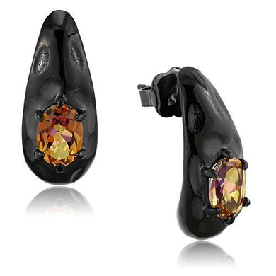 Womens Earrings Black Stainless Steel with SemiPrecious Citrine in Topaz Multicolor - Jewelry Store by Erik Rayo
