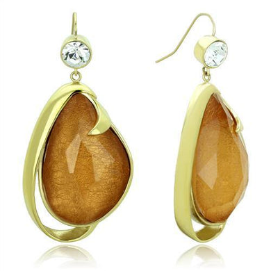 Womens Earrings Gold Stainless Steel with Synthetic Synthetic Stone in Clear - Jewelry Store by Erik Rayo