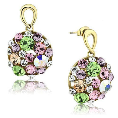 Womens Earrings Gold Stainless Steel with Top Grade Crystal in Multi Color - Jewelry Store by Erik Rayo