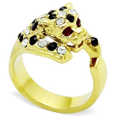 Womens Gold Jaguar Ring 316L Stainless Steel Anillo Color Oro Para Mujer Ninas Acero Inoxidable with Top Grade Crystal in Multi Color Bilha - Jewelry Store by Erik Rayo