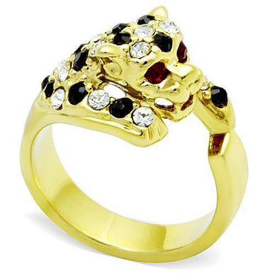 Womens Gold Jaguar Ring Stainless Steel Anillo Color Oro Para Mujer Ninas Acero Inoxidable with Top Grade Crystal in Multi Color Bilha - Jewelry Store by Erik Rayo