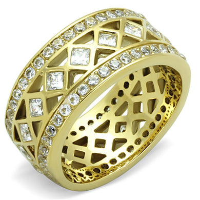 Womens Gold Ring 316L Stainless Steel Anillo Color Oro Para Mujer Ninas Acero Inoxidable with AAA Grade CZ in Clear Jethro - Jewelry Store by Erik Rayo