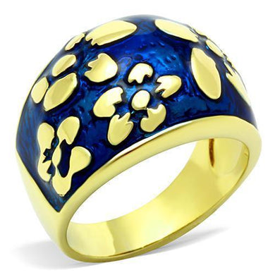 Womens Gold Ring 316L Stainless Steel Anillo Color Oro Para Mujer Ninas Acero Inoxidable with Epoxy in Capri Blue Candace - Jewelry Store by Erik Rayo