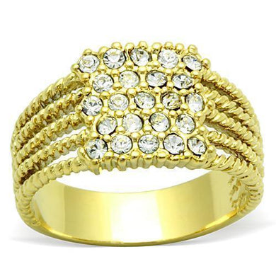Womens Gold Ring 316L Stainless Steel Anillo Color Oro Para Mujer Ninas Acero Inoxidable with Top Grade Crystal in Clear Bilhah - Jewelry Store by Erik Rayo