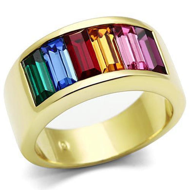 Womens Gold Ring 316L Stainless Steel Anillo Color Oro Para Mujer Ninas Acero Inoxidable with Top Grade Crystal in Multi Color Barak - Jewelry Store by Erik Rayo