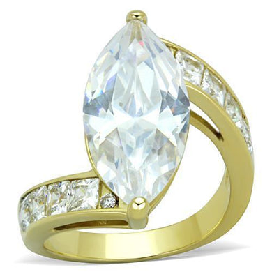 Womens Gold Ring Stainless Steel Anillo Color Oro Para Mujer Ninas Acero Inoxidable with AAA Grade CZ in Clear Anna - Jewelry Store by Erik Rayo