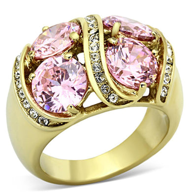 Womens Gold Ring Stainless Steel Anillo Color Oro Para Mujer Ninas Acero Inoxidable with AAA Grade CZ in Rose Mahaliah - Jewelry Store by Erik Rayo