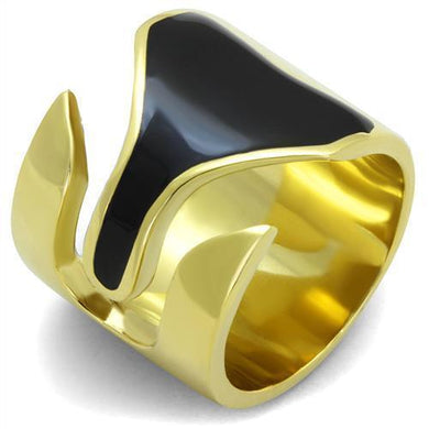 Womens Gold Ring Stainless Steel Anillo Color Oro Para Mujer Ninas Acero Inoxidable with Epoxy in Jet Boaz - Jewelry Store by Erik Rayo