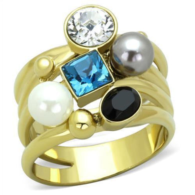 Womens Gold Ring Stainless Steel Anillo Color Oro Para Mujer Ninas Acero Inoxidable with Synthetic Pearl in Multi Color Atarah - Jewelry Store by Erik Rayo