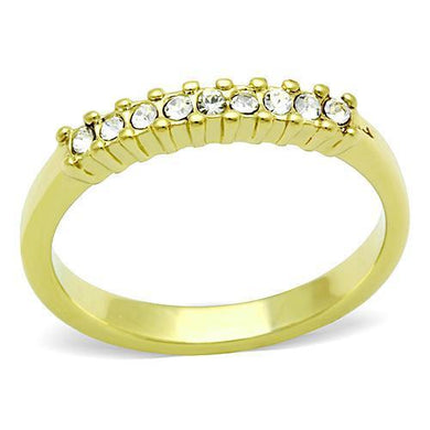 Womens Gold Ring Stainless Steel Anillo Color Oro Para Mujer Ninas Acero Inoxidable with Top Grade Crystal in Clear Deina - Jewelry Store by Erik Rayo