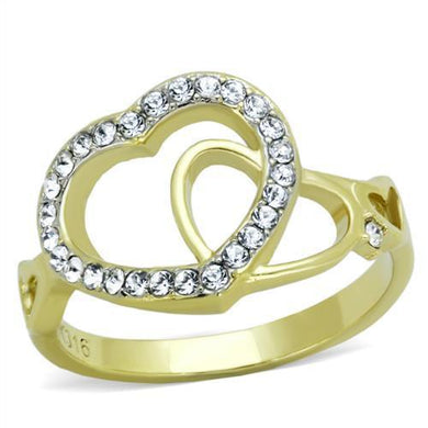 Womens Gold Rings Two-Tone IP Gold (Ion Plating) 316L Stainless Steel Ring with Top Grade Crystal in Clear TK1908 - Jewelry Store by Erik Rayo