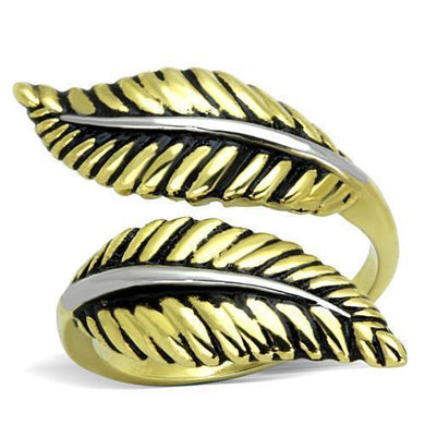 Womens Gold Rings Two-Tone IP Gold (Ion Plating) Stainless Steel Ring with Epoxy in Jet TK1707 - Jewelry Store by Erik Rayo