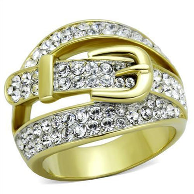Womens Gold Rings Two-Tone IP Gold (Ion Plating) Stainless Steel Ring with Top Grade Crystal in Clear TK1906 - Jewelry Store by Erik Rayo