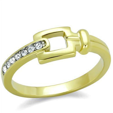 Womens Gold Rings Two-Tone IP Gold (Ion Plating) Stainless Steel Ring with Top Grade Crystal in Clear TK2164 - Jewelry Store by Erik Rayo