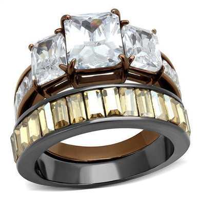 Womens Light Black Brown Ring Anillo Para Mujer y Ninos Kids 316L Stainless Steel Ring with AAA Grade CZ in Clear Mardea - Jewelry Store by Erik Rayo