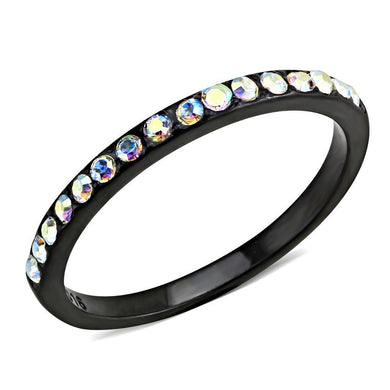 Womens Light Black Ring Anillo Para Mujer y Ninos Girls 316L Stainless Steel Ring in Aurora Borealis (Rainbow Effect) Belinah - Jewelry Store by Erik Rayo