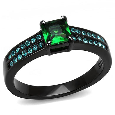 Womens Light Black Ring Anillo Para Mujer y Ninos Girls Stainless Steel Ring Synthetic Glass in Emerald Hartley - Jewelry Store by Erik Rayo