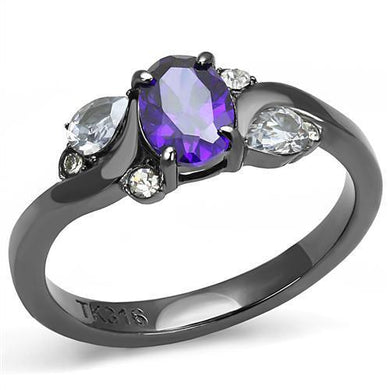 Womens Light Black Ring Anillo Para Mujer y Ninos Girls Stainless Steel Ring with AAA Grade CZ in Tanzanite Weylyn - Jewelry Store by Erik Rayo