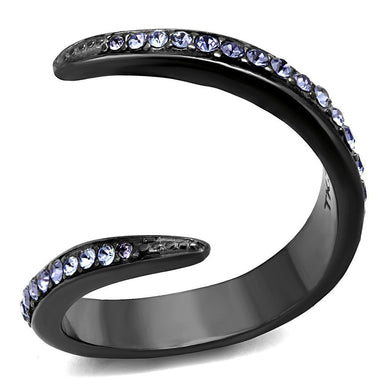 Womens Light Black Ring Anillo Para Mujer y Ninos Kids 316L Stainless Steel Ring with Top Grade Crystal in Tanzanite Ingrid - Jewelry Store by Erik Rayo