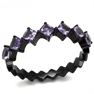 Womens Light Black Ring Anillo Para Mujer y Ninos Kids Stainless Steel Ring with AAA Grade CZ in Amethyst Eternity - Jewelry Store by Erik Rayo