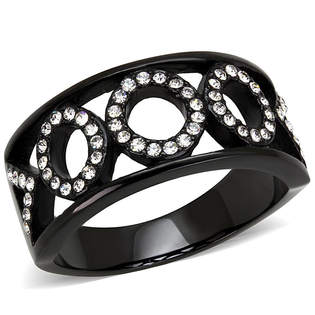 Womens Light Black Ring Anillo Para Mujer y Ninos Kids Stainless Steel Ring with Top Grade Crystal in Clear Diem - Jewelry Store by Erik Rayo