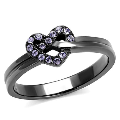 Womens Light Black Ring Anillo Para Mujer y Ninos Kids Stainless Steel Ring with Top Grade Crystal in Light Amethyst Ella - Jewelry Store by Erik Rayo