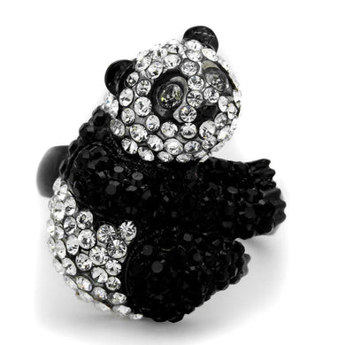 Womens Panda Ring Anillo Para Mujer y Ninos Kids 316L Stainless Steel Ring with Top Grade Crystal in Black Diamond Narni - Jewelry Store by Erik Rayo