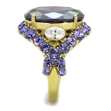 Womens Ring Big Purple Stainless Steel Ring with AAA Grade CZ in Amethyst - Jewelry Store by Erik Rayo