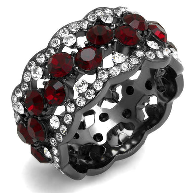 Womens Ring Black Red Stainless Steel Ring with Top Grade Crystal in Siam - Jewelry Store by Erik Rayo